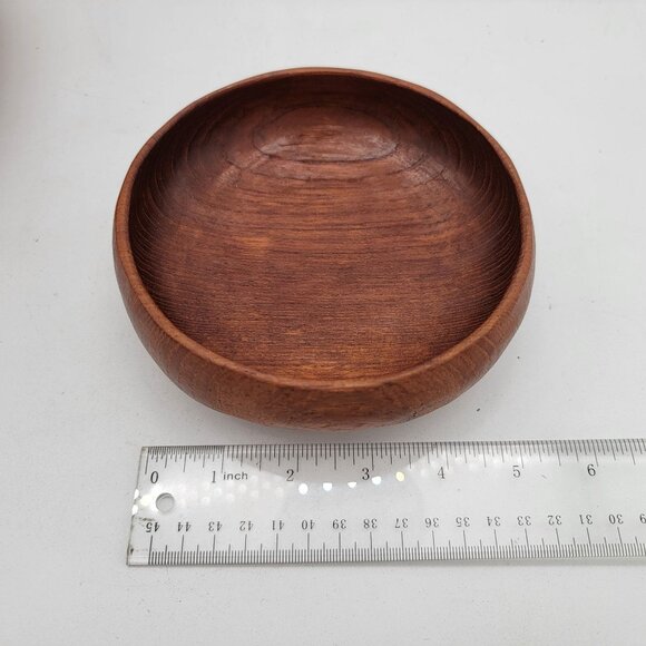Vintage Teak Wood 7 Piece Salad Bowl Set - Picture 11 of 11
